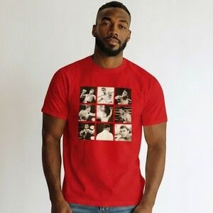 Muhammad Ali Graphic T-Shirt Men 3XL Red Boxing GOAT Photo Grid Short Sleeve Tee